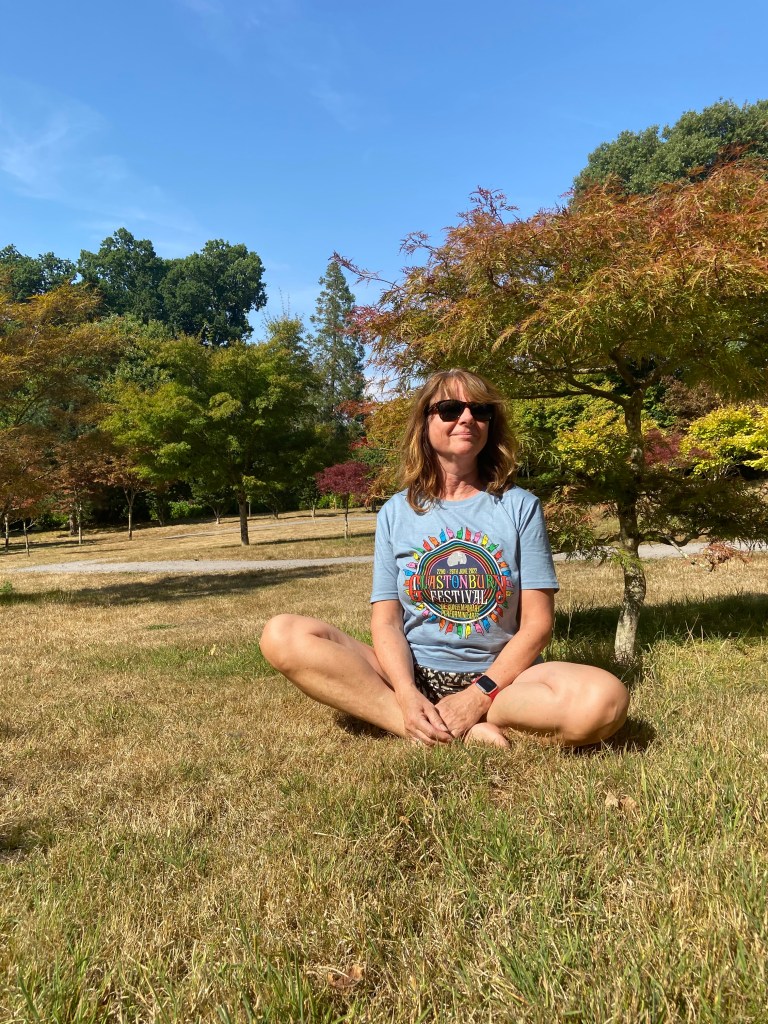 Heather finding her inner Zen in Japanese garden